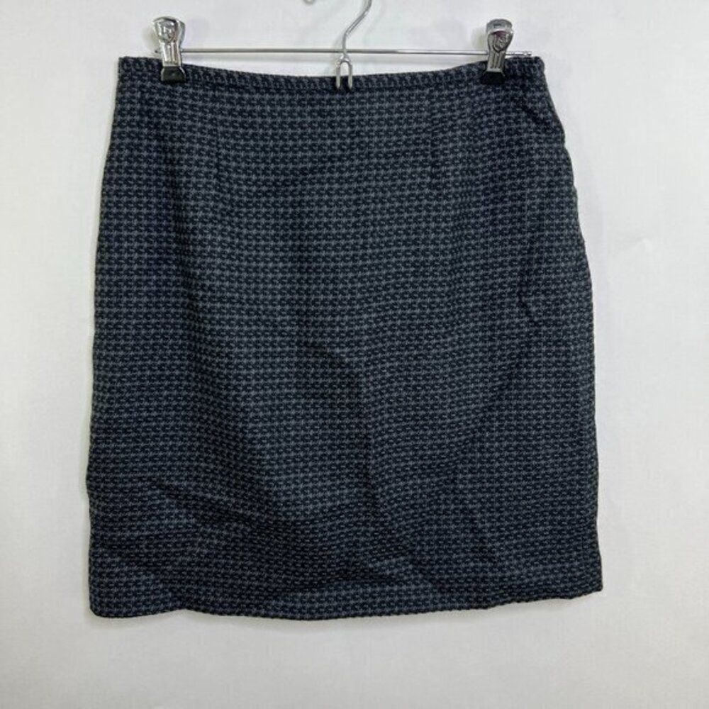 Wool Skirt 10P Petite‎ 10 Vintage Pencil Straight Black Pattern Work Career